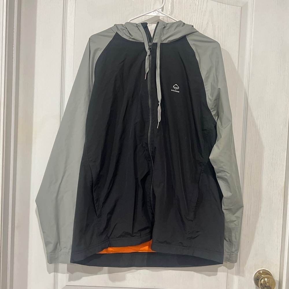 Wolverine Black and Gray Hooded Windbreaker